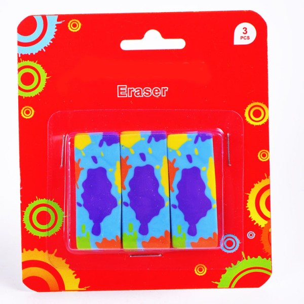 Factory price 3 counts school home colorful eraser fancy eraser