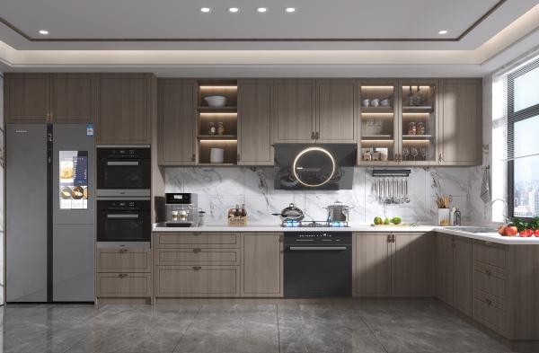 Armoire de cuisine moderne personnalisée avec garde-robe et robinet