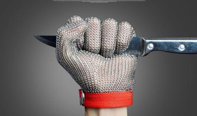 SS304 Stainless Steel Mesh Gloves , Stainless Steel Ring Mesh For Kitchen
