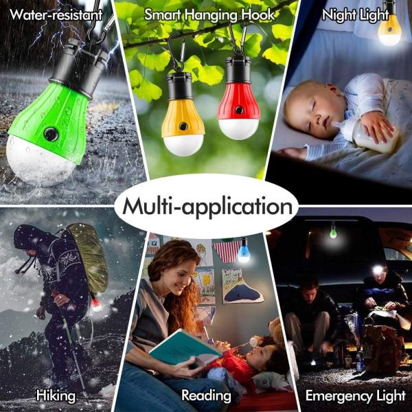 Tent Lamp Portable LED Tent Light Clip Hook Hurricane Emergency Lights LED Camping Bulb Camping Tent Lante