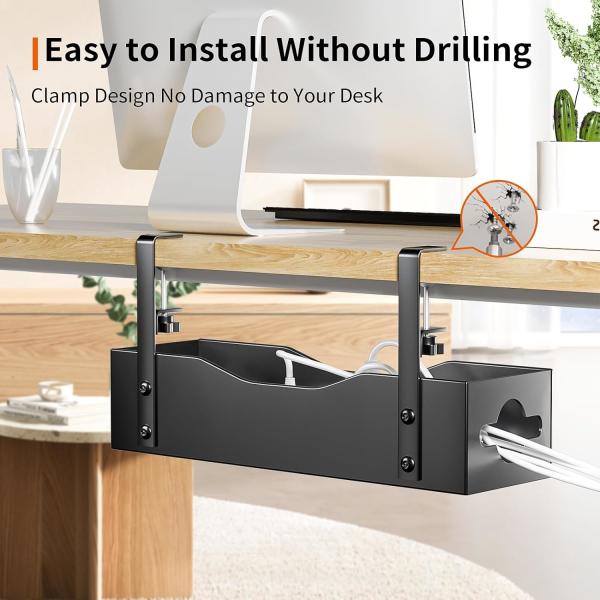 ISO9001 Rohs CE Certified Cable Management Under Desk No Drill and Carbon Steel Clamp