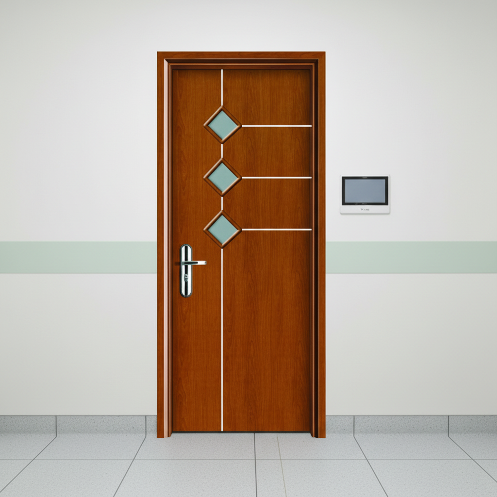 Durable WPC Glass Door with Hollow Composite Panel for Residential and Commercial Moisture Resistant and Termite Proof