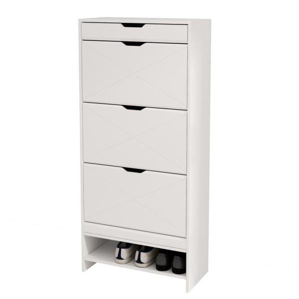 Wooden shoe cabinet with painting