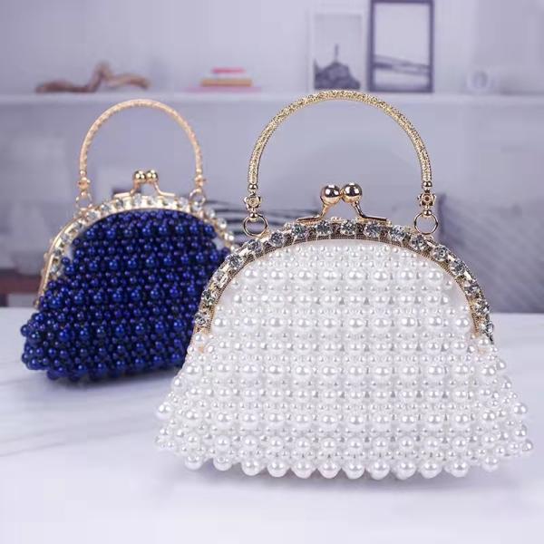Blue Pearl Hand Bags Hand Weaving With Iron Twist For Women'S 18cm length