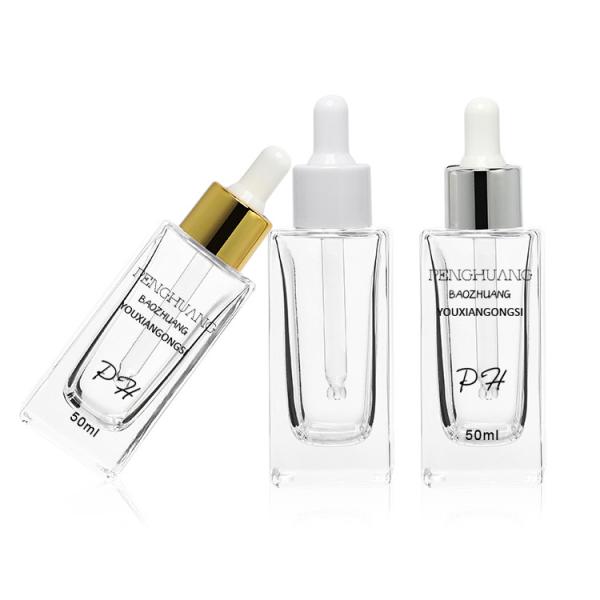 Оптовая косметическая упаковывая бутылка сыворотки бутылок квадрата капельницы заботы кожи 50ml стеклянная стеклянная