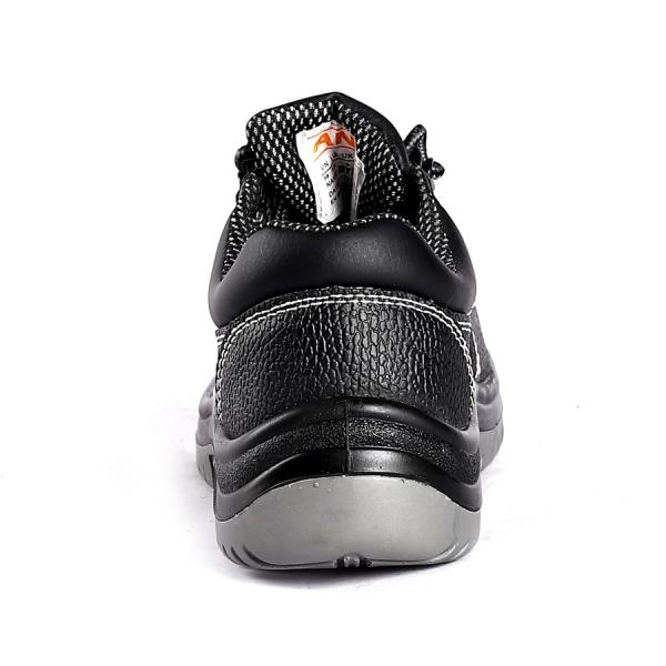 EVA Insole PU Leather Safety Shoes Black Lace Up Leather Steel Toe Puncture Resistance