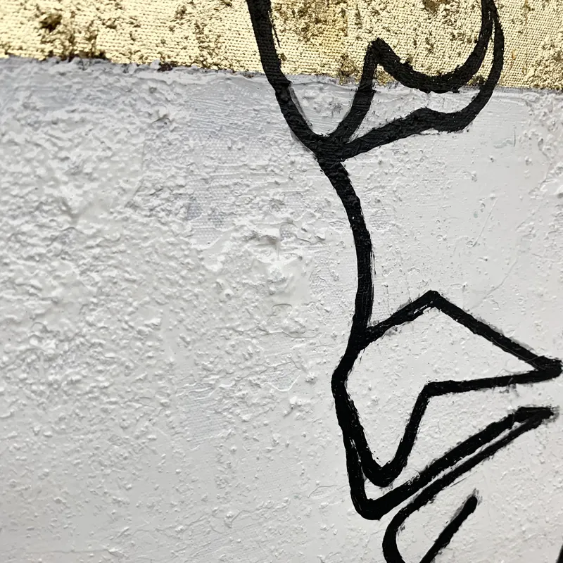 Pintura al óleo de papel de oro Realista pintado a mano Figura de línea de decoración Arte para el diseño de interiores del hogar Marco Sí Original No