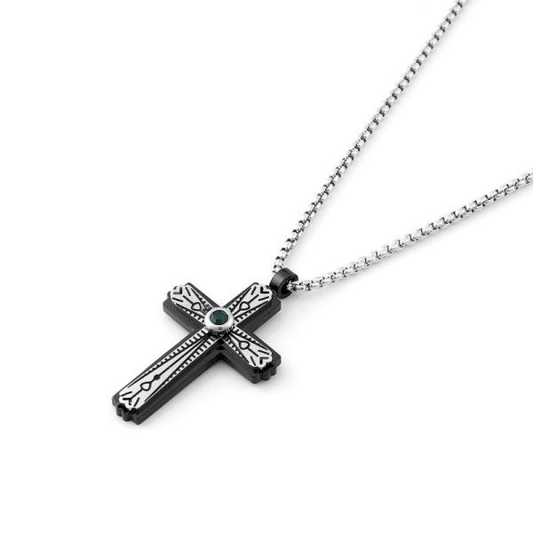 Minimalist men's cross pendant hip-hop niche trend personalized stainless steel necklace