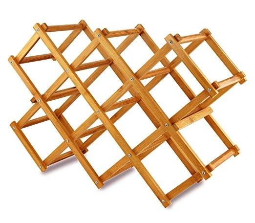 Novelty portable folding wooden bamboo display red wine bottle rack