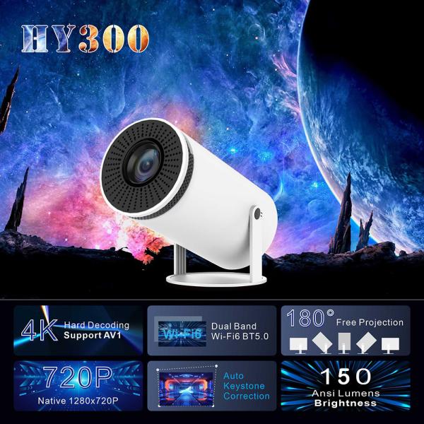 Portable LCD HY300 Projector With 1280*720P Native Resolution 2.4G/5G/BT4.1