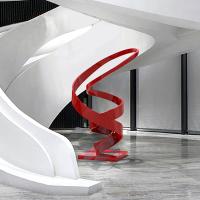 Red Lacquer Abstract Stainless Steel Sculpture Modern Art Statue For Office Hotel & Luxury Decor