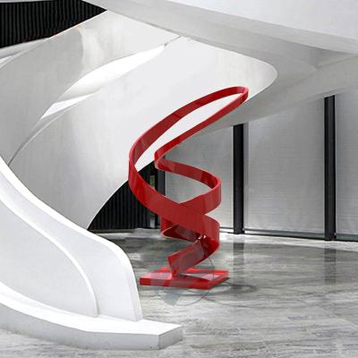 Red Lacquer Abstract Stainless Steel Sculpture Modern Art Statue For Office Hotel & Luxury Decor