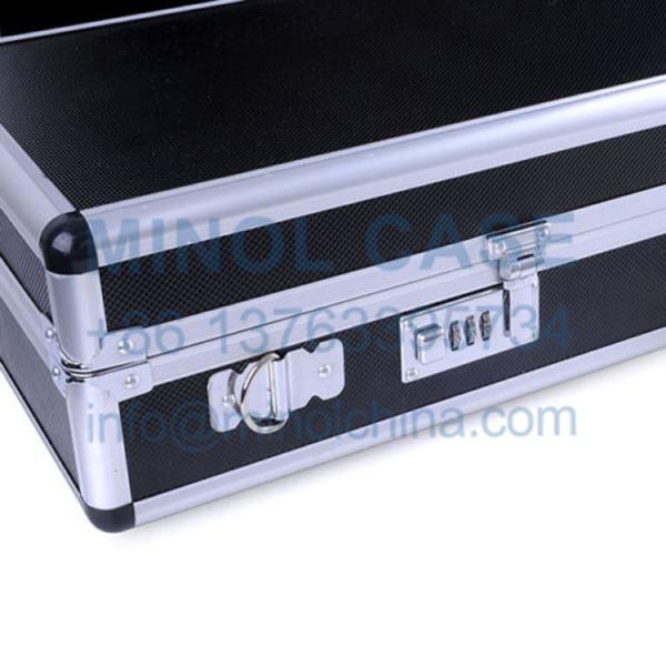 Custom Size Logo Lockable Hard Black Aluminum Violin Flight Case With Foam
