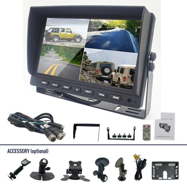 Канал 4 камера Rearview автомобиля Hd 9 дюймов обратная с монитором