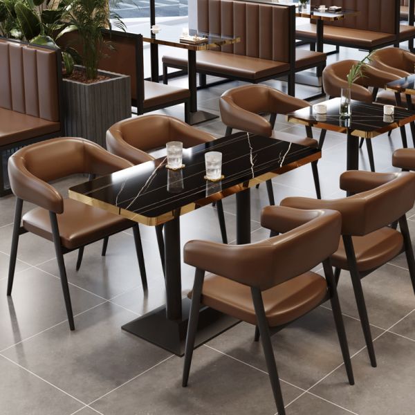 New Arrival Hotel Chinese Custom Coffee Tea Shop Marble Commercial Cafe Restaurant Furniture Booth Seating Table Chair Set