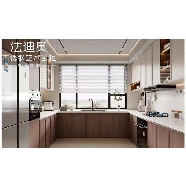 Fadior Warm Wood Stainless Steel Kitchen Cabinet with Integrated Appliances