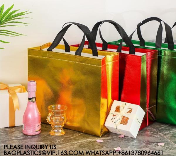 Sparkle Gift Bags With Tissues – Set Of Rose Gold Reusable Shiny Gift Bags Medium Size - Ideal As Goodie Bags