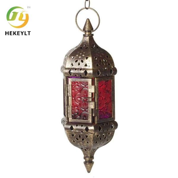 Iron Hanging Glass Moroccan Menorah Pendant Light For Wedding Home