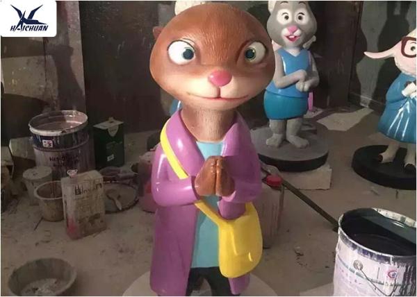 Amusement Park Equipment Lovely Fiberglass Life Size Artificial Cartoon Statues