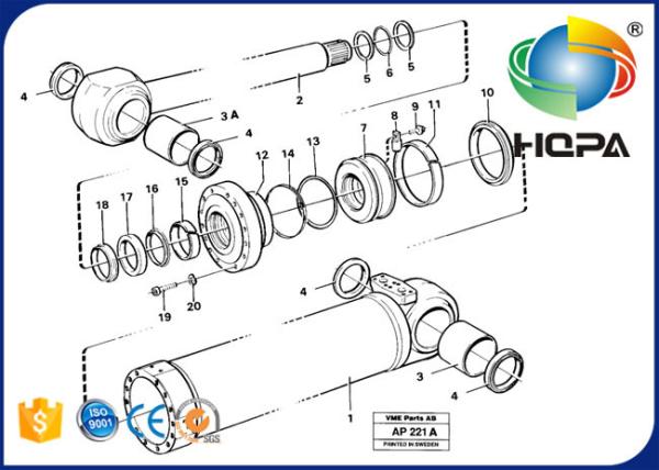 VOLVO L120C L120D Tilting Cylinder Seal Kit 11999892 VOE11999892