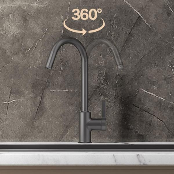 Краны нержавеющей стали отверстия штейнового черного Faucet кухни шеи гусыни одиночные