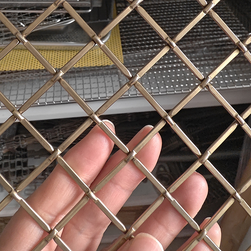 Rigid bronze Architectural Facade Stainless Steel Antique Brass Woven Wire Grill Panel Partitions Inserts Fabric Home Metal Decorative Mesh for Cabinet Doors