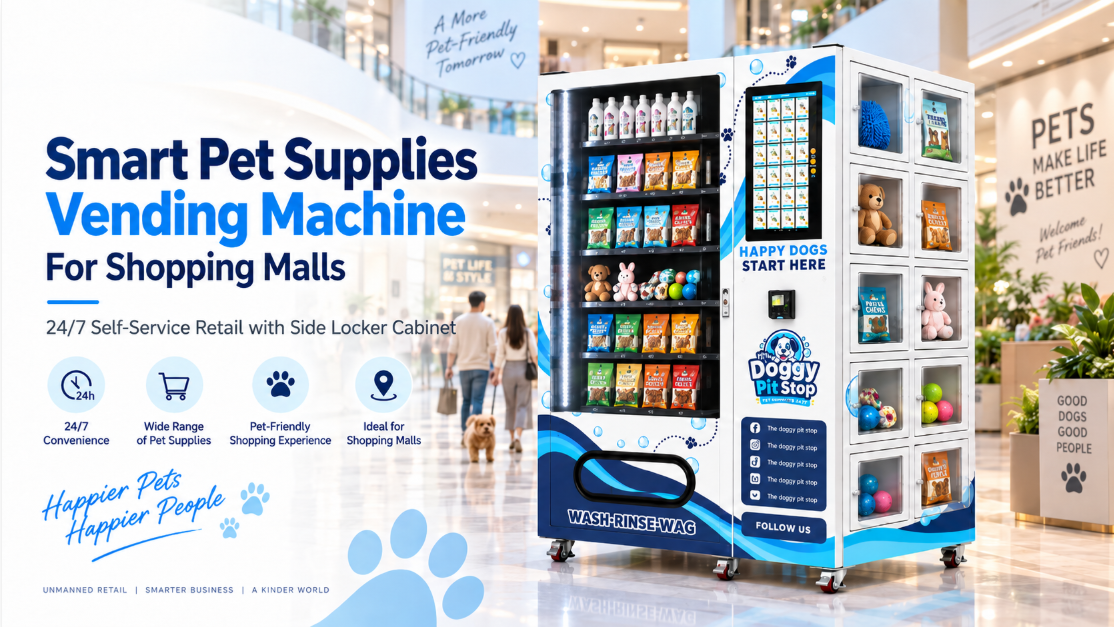 WEIMI Pet Supplies Vending Machine with Side Locker for 24/7 Smart Shopping Mall Retail