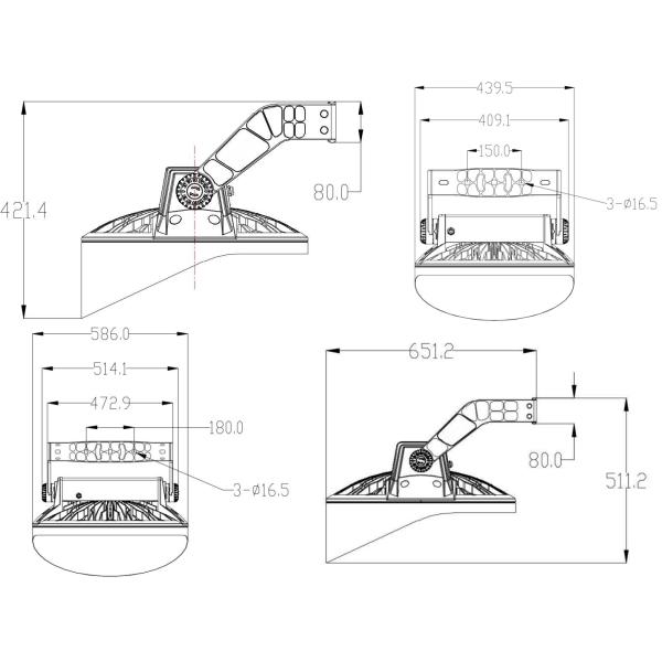 400W-1000W de alta potencia LED luz de inundación de alto mástil de estadio luz IP66 a prueba de agua para la cancha de baloncesto campo de rugby