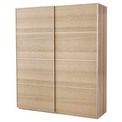 Melamine Sliding Door Closet Modern Modular Lacquer Bedroom Wall Wardrobe Wood Grain Plain