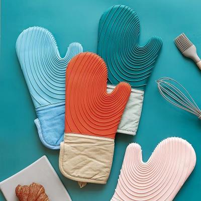 Silicone Gloves Heat Resistant Double Oven Mitts for Kitchen Cooking BBQ Baking