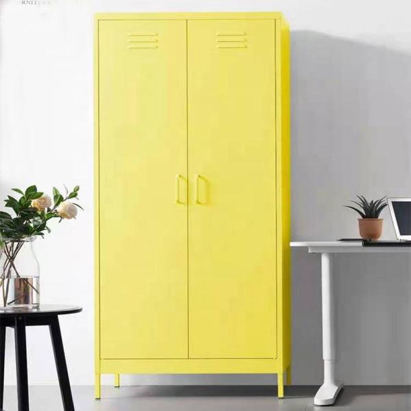 1.0mm Steel Storage Cabinet Bedroom Clothes 2 Door Metal Wardrobe