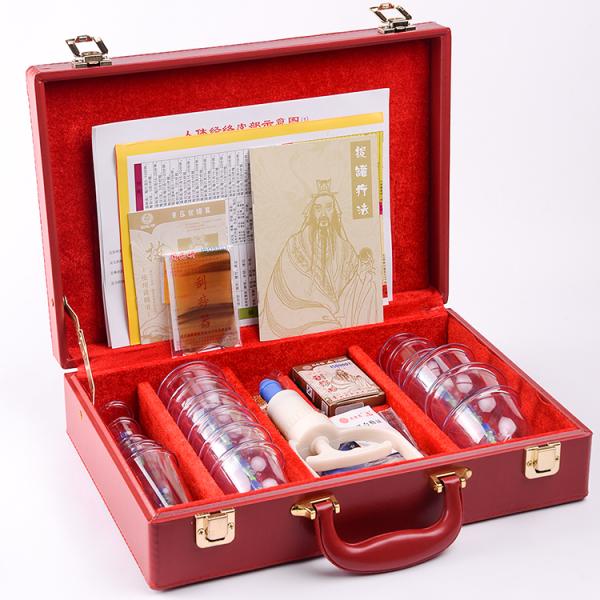 18pcs Magnetotherapy Vacuum Suction Chinese Cupping Set for Whole Body in Leather Gift Box