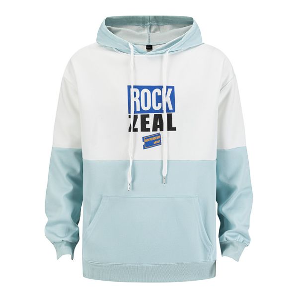 Men's Colorblock Hoodie with Rock Zeal Graphic Print in Soft Cotton-Polyester Blend and Kangaroo Pocket