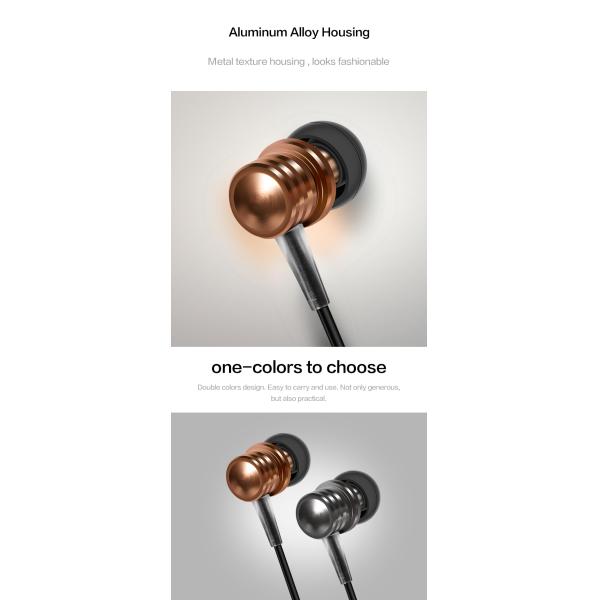 IPX3 Bass Wired Earbuds In Ear Metal Headphones With Mic Call Control