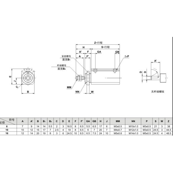 Серии СМК КДДЖП2 серебрят цилиндр иглы металла 6мм 10мм КДДЖП2Б16-25Д КДДЖП2Б10-20Д двойной действующий