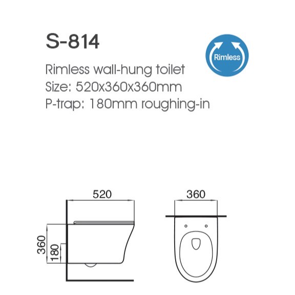 Ceramic Sanitary Ware WC Hanging Mount Water Closet Rimless Floating Ceramic Wall-Hung Toilet with P-Trap Drainage for Hotels