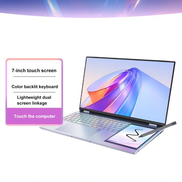 Intel Celeron Quad Core Laptop 15.6-inch IPS Dual Screen Notebook  DDR4 RAM SSD Storage  English Keyboard Magnetic Camera