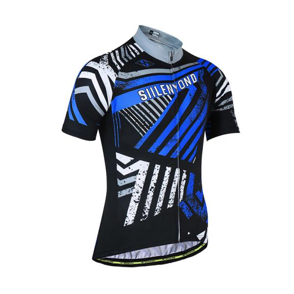 Uvproof Windproof Mens Short Sleeve Cycling Jersey With Lycra Fabric