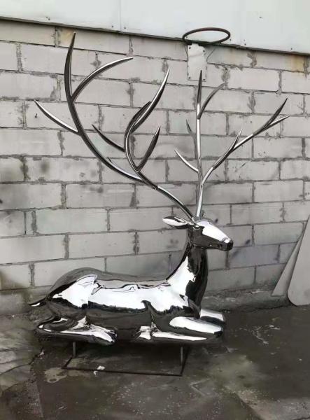 2020 China Stainless Steel Elk Wapiti Metal Sculptures For Garden Wall Art