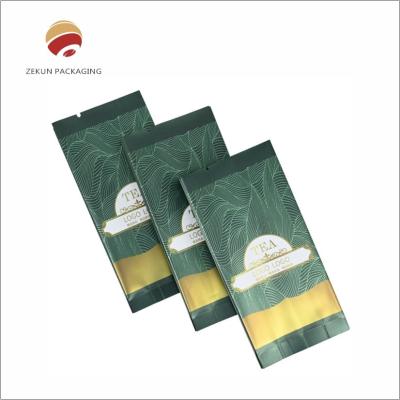 Saco de embalagem de chá gravura impressa com fecho a quente zipper top 30g-200g