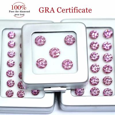 Factory Wholesale Pink Moissanite Diamond Round Brilliant Cut 3.0mm-12.0mm VVS1 Loose Moissanite Stones 4 Carat Ring