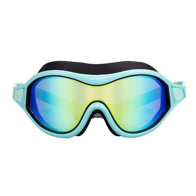 Anti Fog Silicone Swim Goggles Large Frame Swimming Goggles For Adults Colorful Electroplating