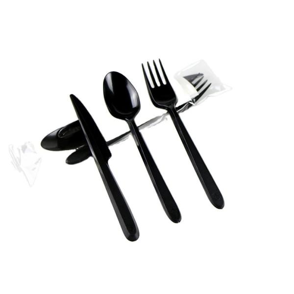 Disposable Cutlery Pack with Polylactic Acid Fork Spoon and Customized Napkin