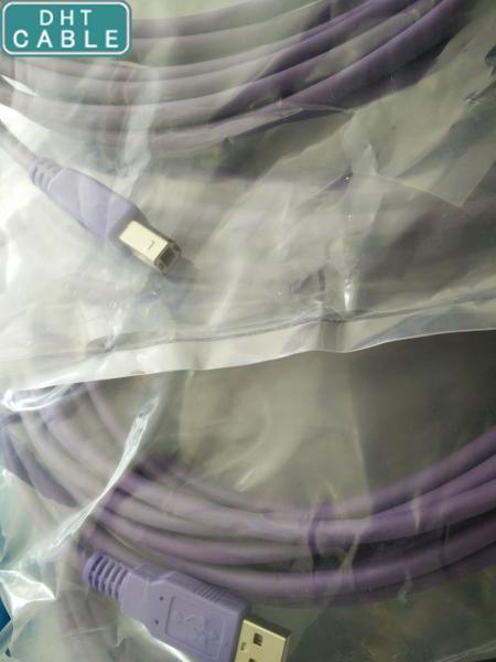 Purple 5 Pin USB 2.0 High Flex Cable , Straight A To Straight B Copper Flex Cable 