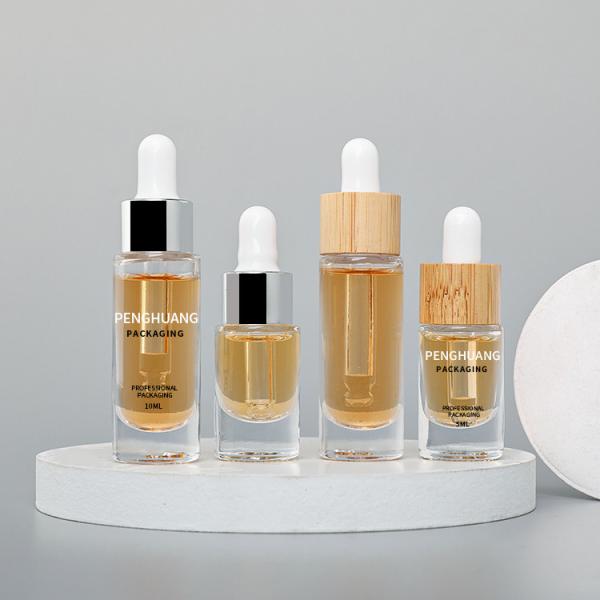 sérum en verre de 5ml 10ml 15ml 30ml pour le compte-gouttes d'huile en verre de soin de visage de bouteille en verre d'emballage de soins de la peau