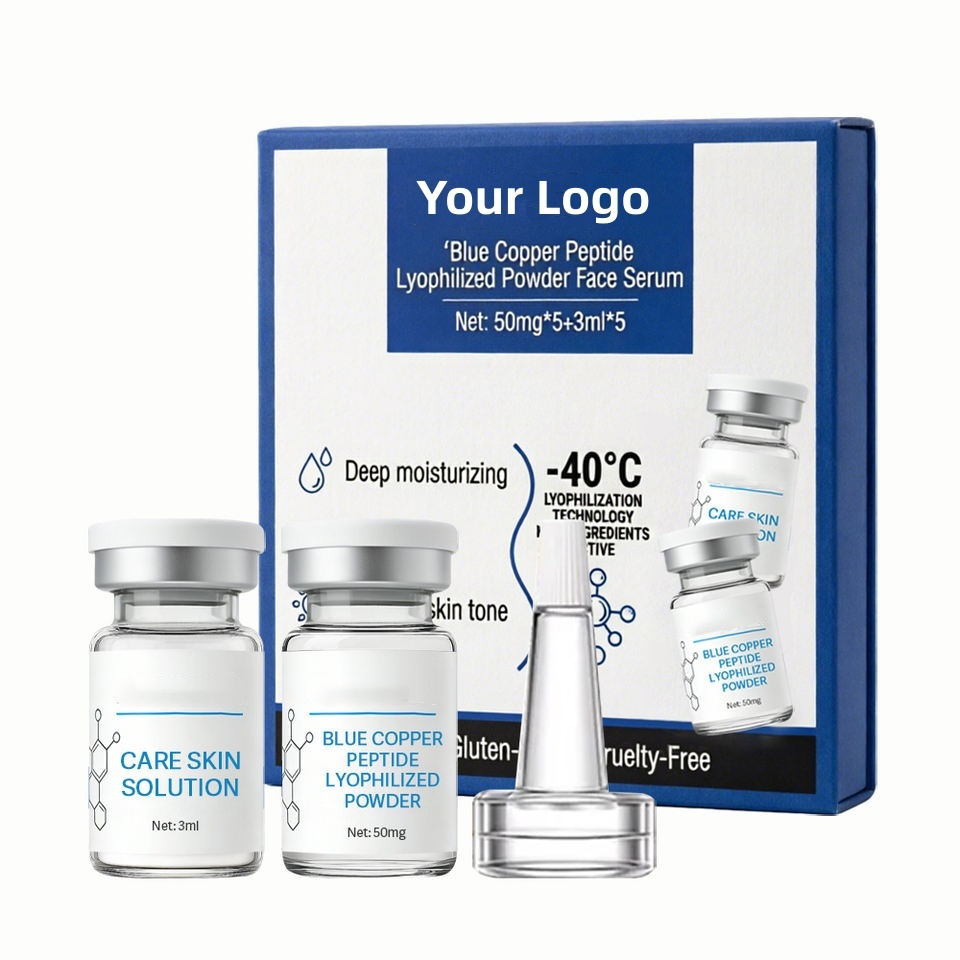 OEM ODM Brand Copper Peptide Freeze-Dried Powder Facial Essence Set Skincare Repair Skin Barrier Hydration Anti-Aging Serum