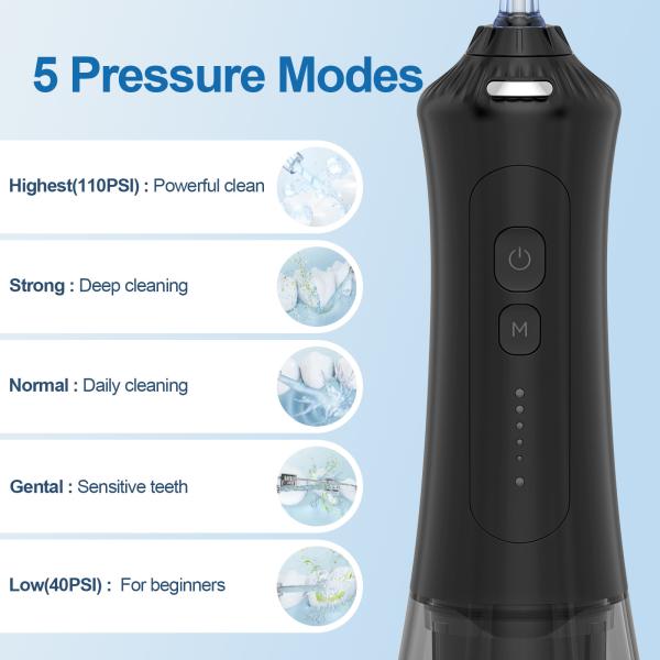 5 modos IPX7 impermeável elétrico sem fio Flosser de água oral irrigador dental oral OEM