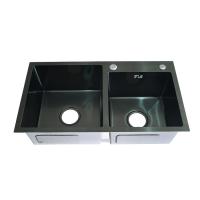 Cuvette composée de l'évier deux d'acier inoxydable de noir moderne de norme