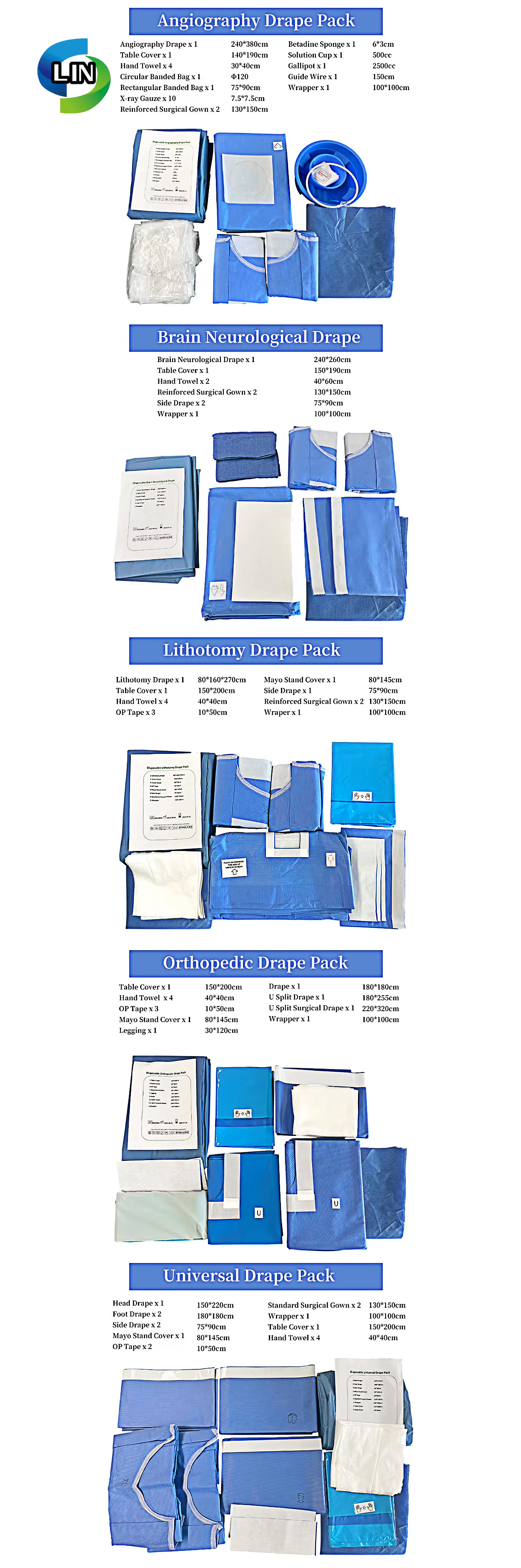 Breathable Absorbent Anti-static Disposable Surgical Pack for Hospital Operating Room Use