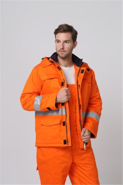 Fr Winter Jacket With Reflective Tape , 350gsm Flame Resistant Winter Coats